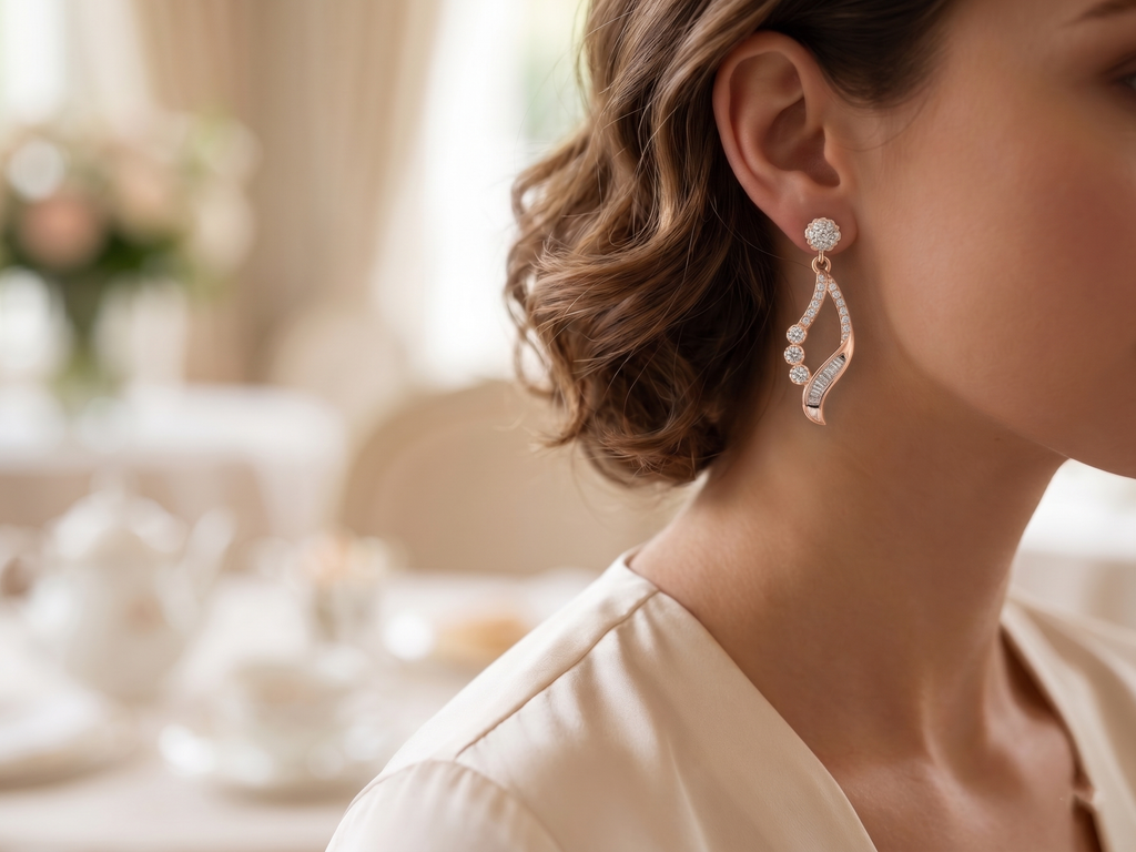 925 Silver Celeste Curve Rose Gold Earrings