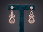 Rose Gold Floral Drop Earrings – 925 Sterling Silver Diamond Look Party Wear Earrings for Women