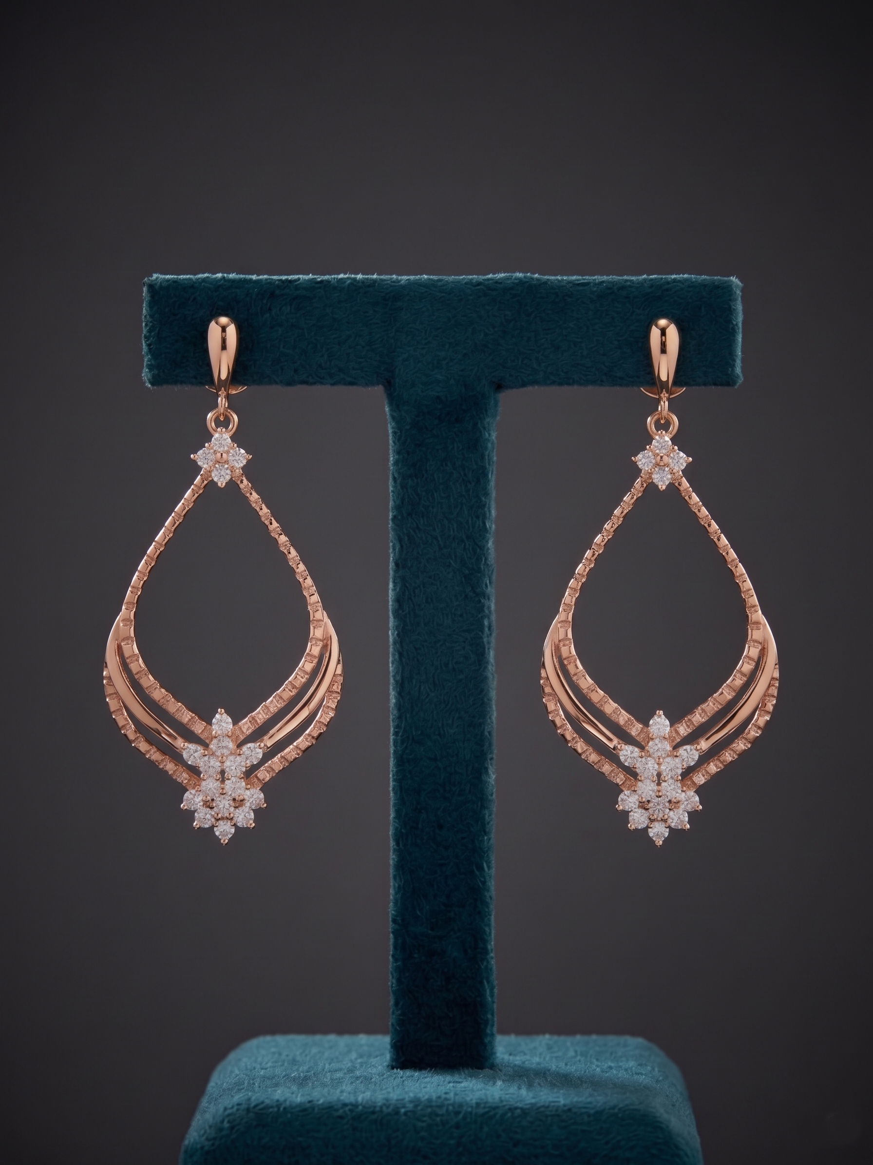 925 Sterling Silver Aurora Teardrop Rose Gold Earrings