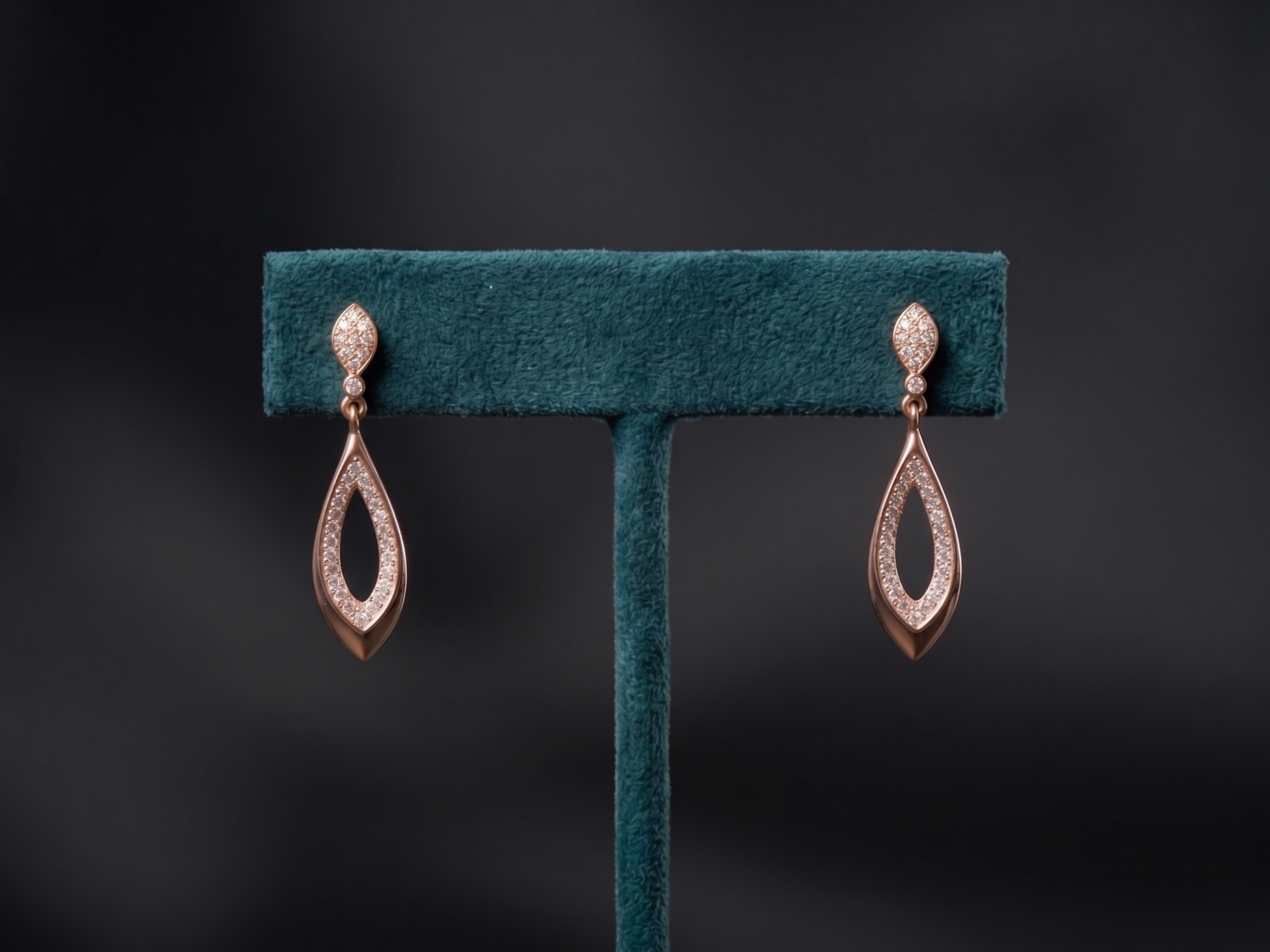 Rose Gold Marquise Drop Earrings – 925 Sterling Silver Minimal Diamond Look Earrings for Women
