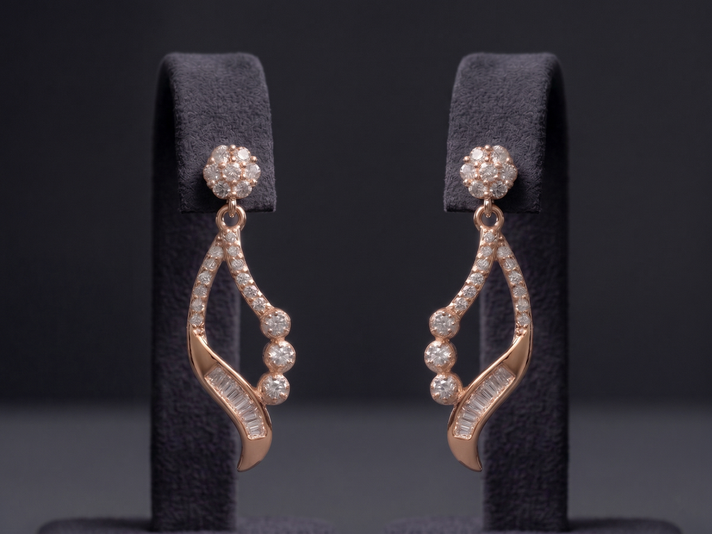 925 Silver Celeste Curve Rose Gold Earrings