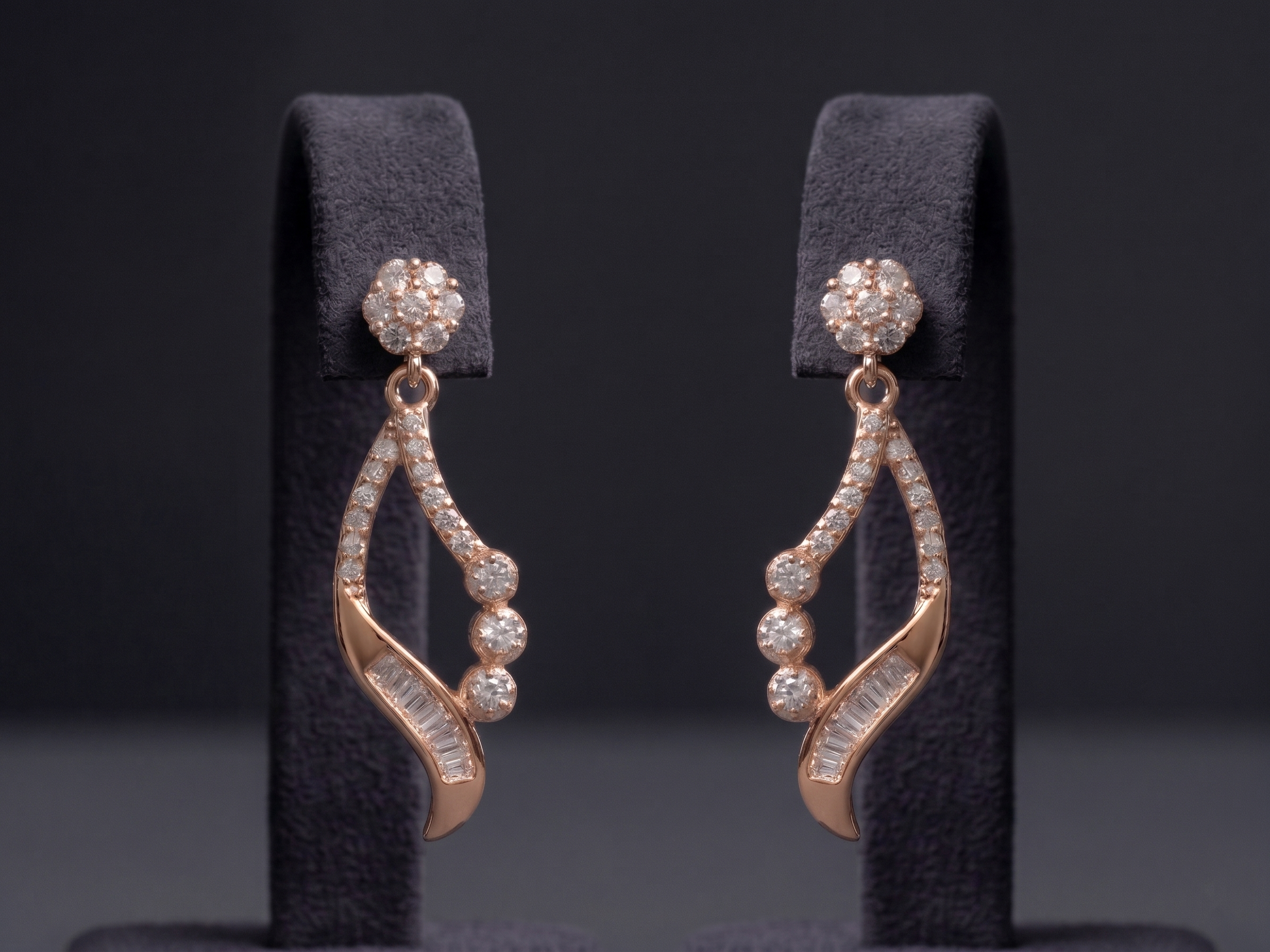 925 Silver Celeste Curve Rose Gold Earrings