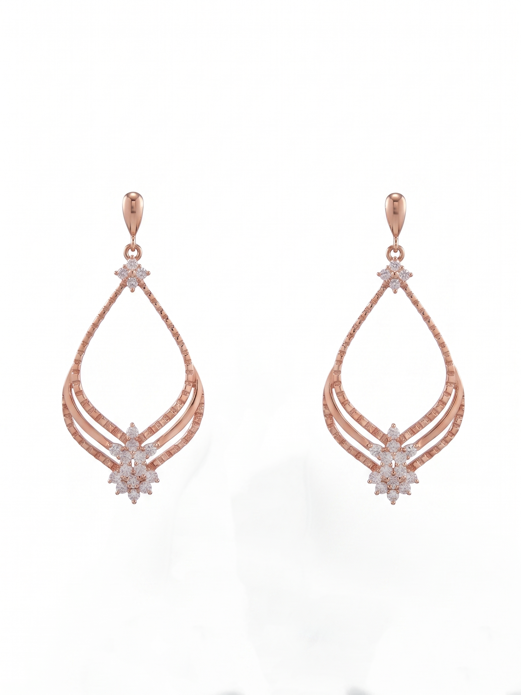 925 Sterling Silver Aurora Teardrop Rose Gold Earrings
