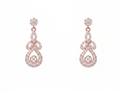 Rose Gold Floral Drop Earrings – 925 Sterling Silver Diamond Look Party Wear Earrings for Women