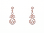 Rose Gold Floral Drop Earrings – 925 Sterling Silver Diamond Look Party Wear Earrings for Women