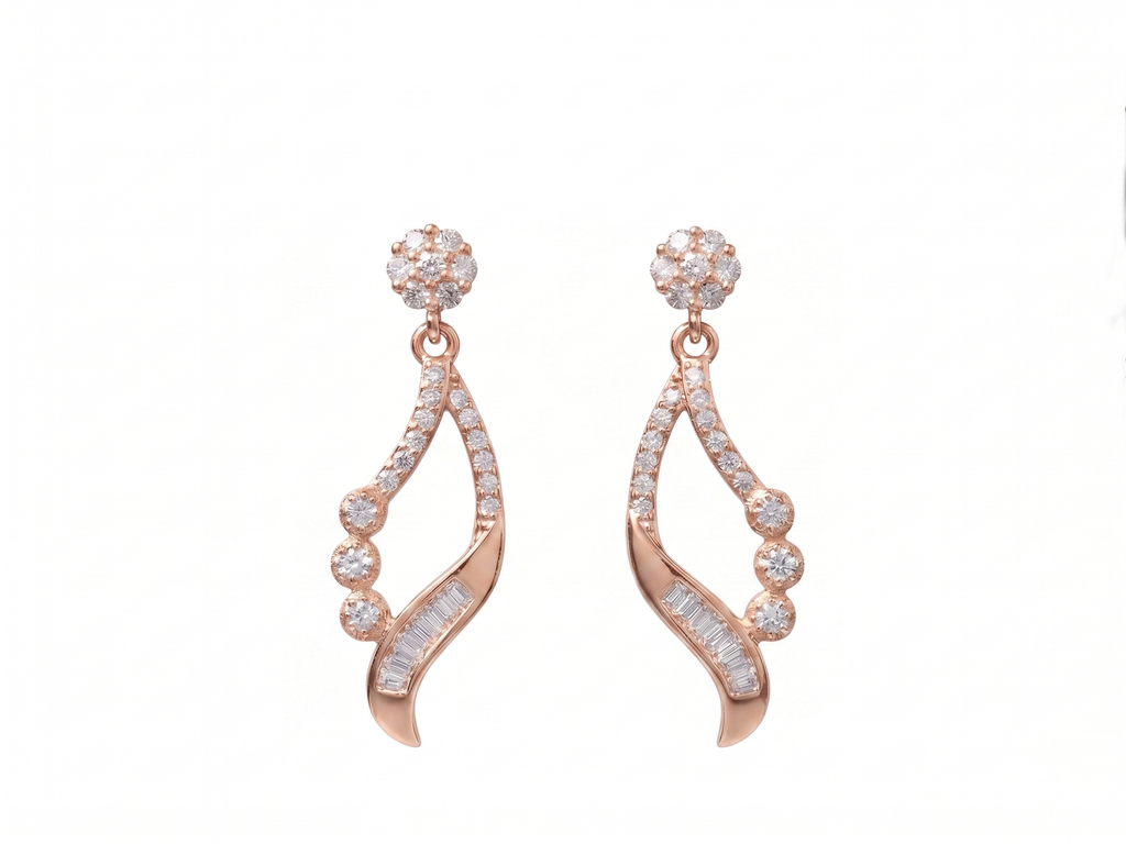 925 Silver Celeste Curve Rose Gold Earrings