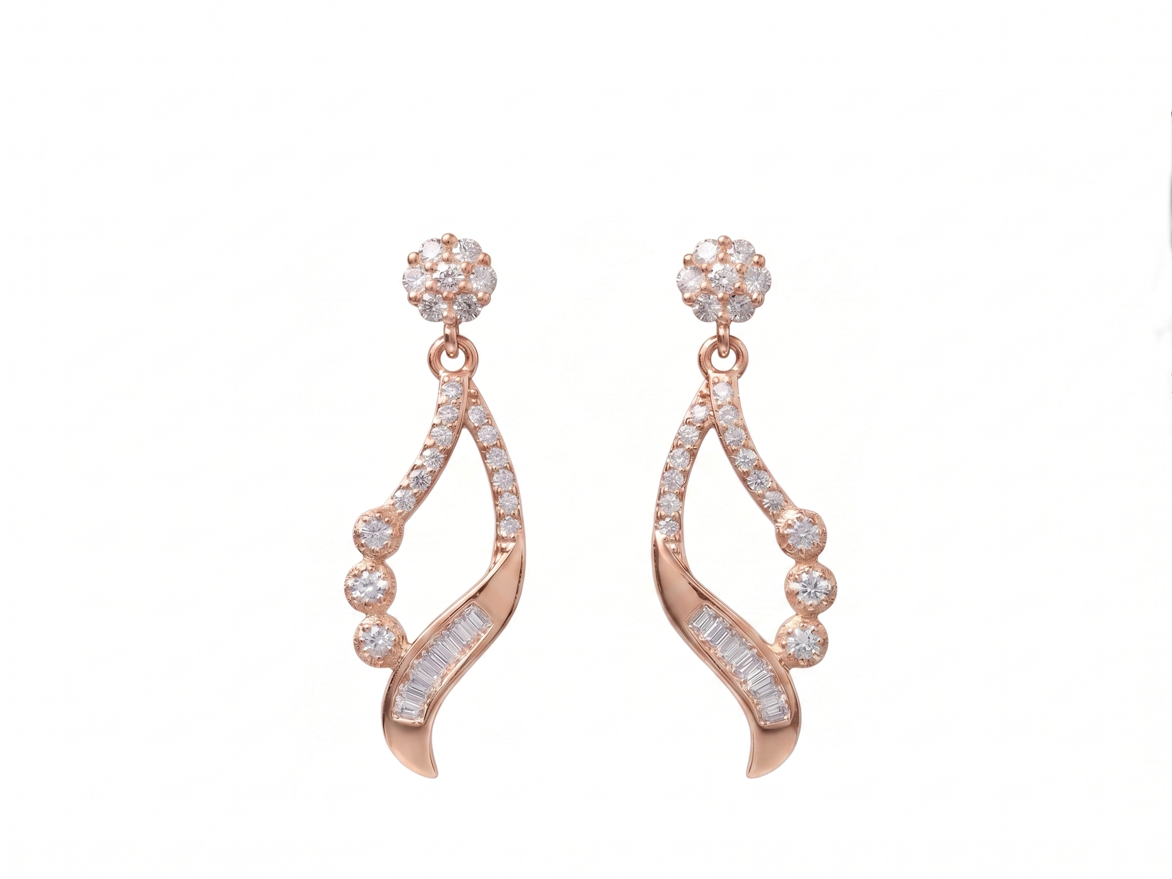 925 Silver Celeste Curve Rose Gold Earrings