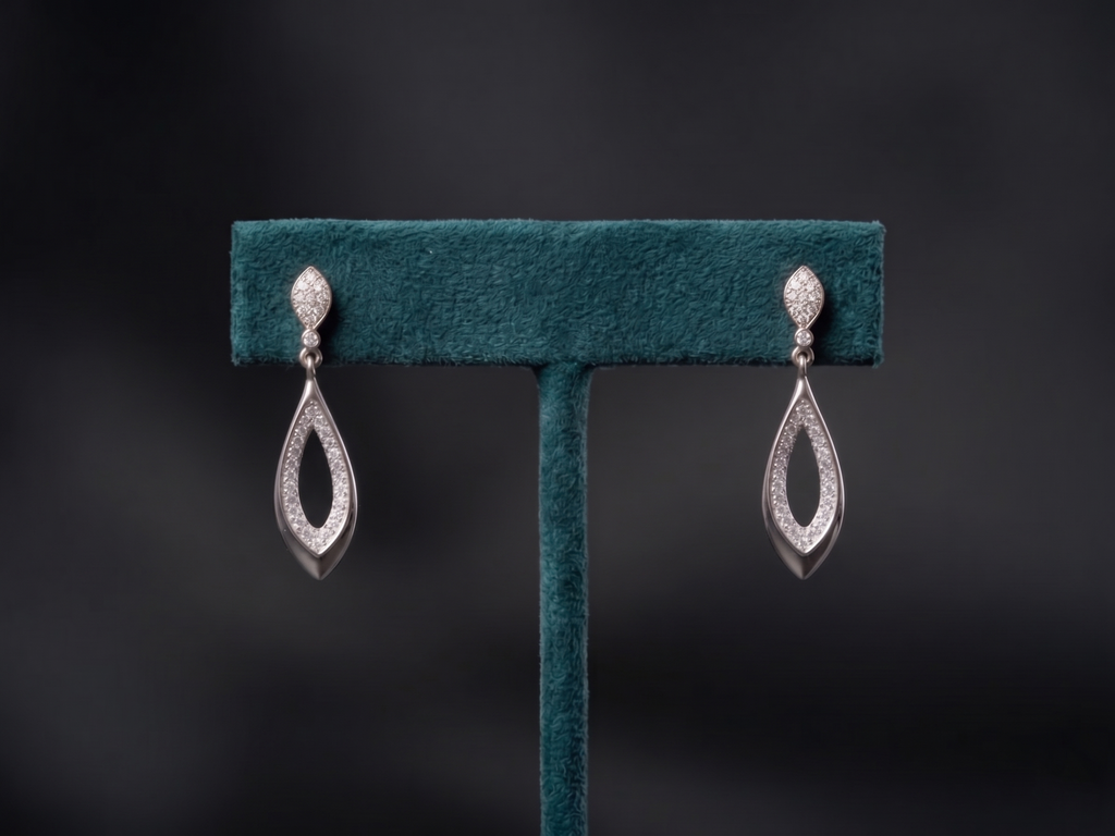 Marquise Drop Earrings – 925 Sterling Silver Minimal Diamond Look Earrings for Women