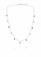 925 Sterling Silver Rainbow Dangle Necklace
