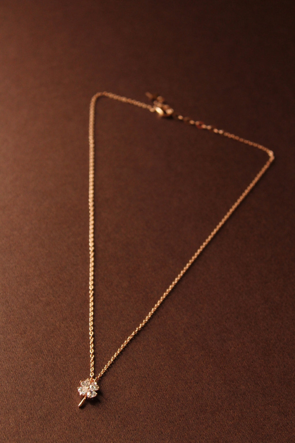 925  Rose Gold Cubic Zirconia Clover Necklace