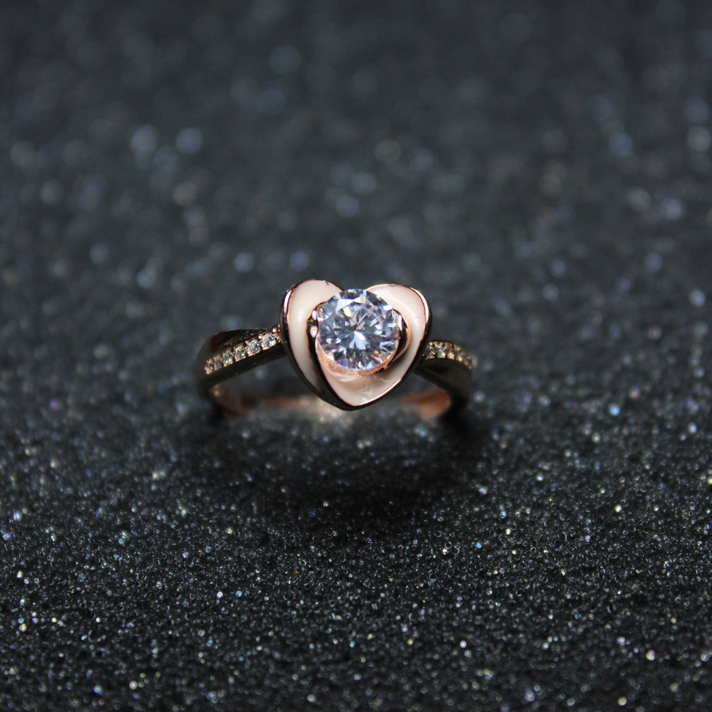 925 Rose Gold Solitaire Heart ring