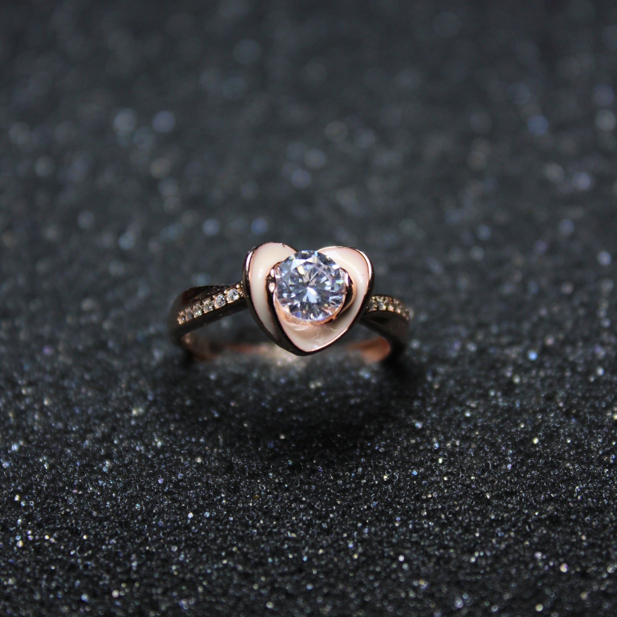 925 Rose Gold Solitaire Heart ring