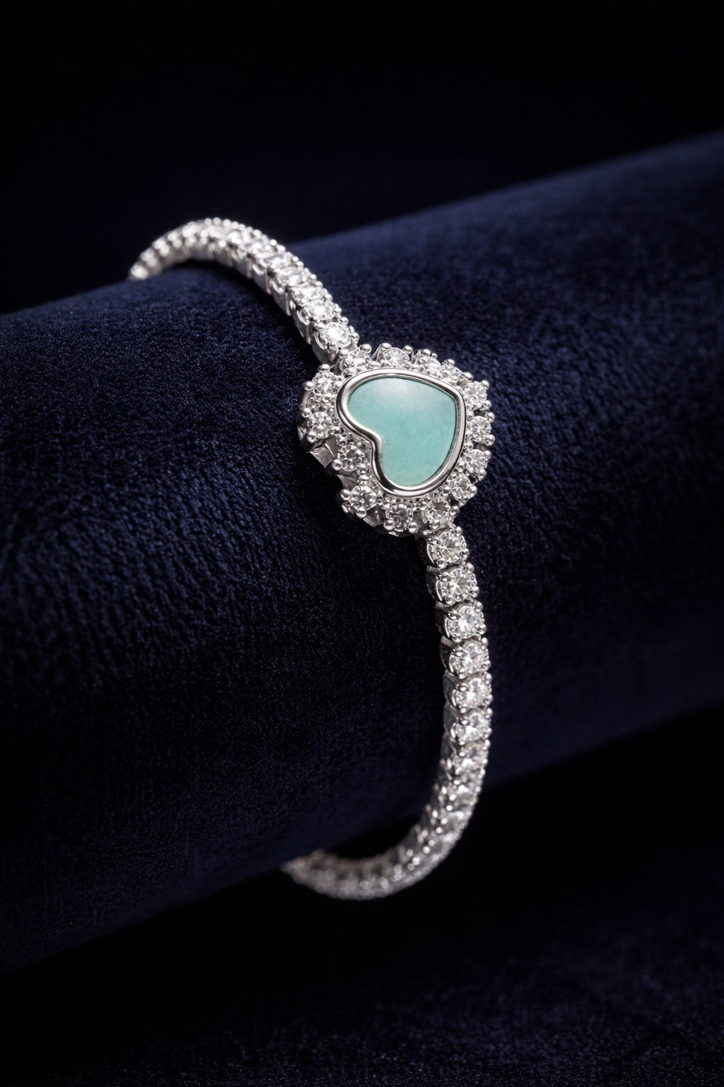 Aurelia Aqua Heart 925 Silver Tennis Bracelet