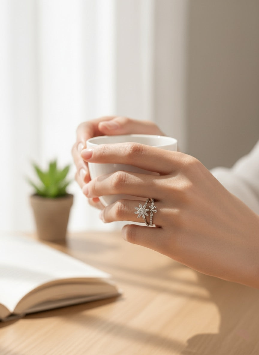 925 Sterling Silver Starburst Ring