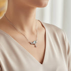 925 Sterling Silver Butterfly & CZ Cluster Necklace