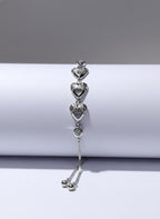 Luna Adjustable Triple Heart 925 Silver Bracelet