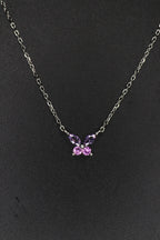 925 Sterling silver Two-Tone stone Butterfly Solitaire necklace