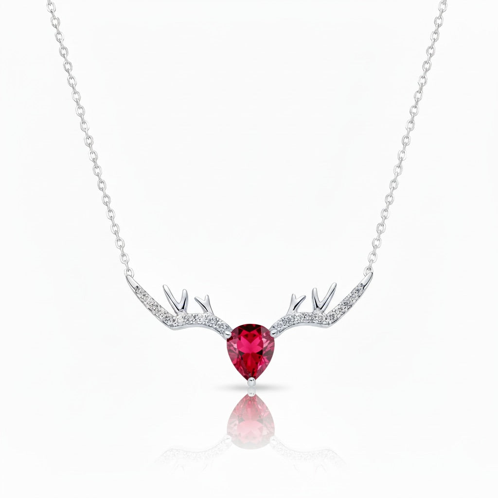 925 Sterling Silver Deer Horn Necklace