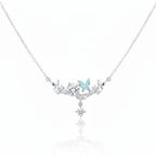 925 Sterling Silver Butterfly & CZ Cluster Necklace