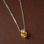 925 Sterling Silver Yellow Heart Solitaire Necklace