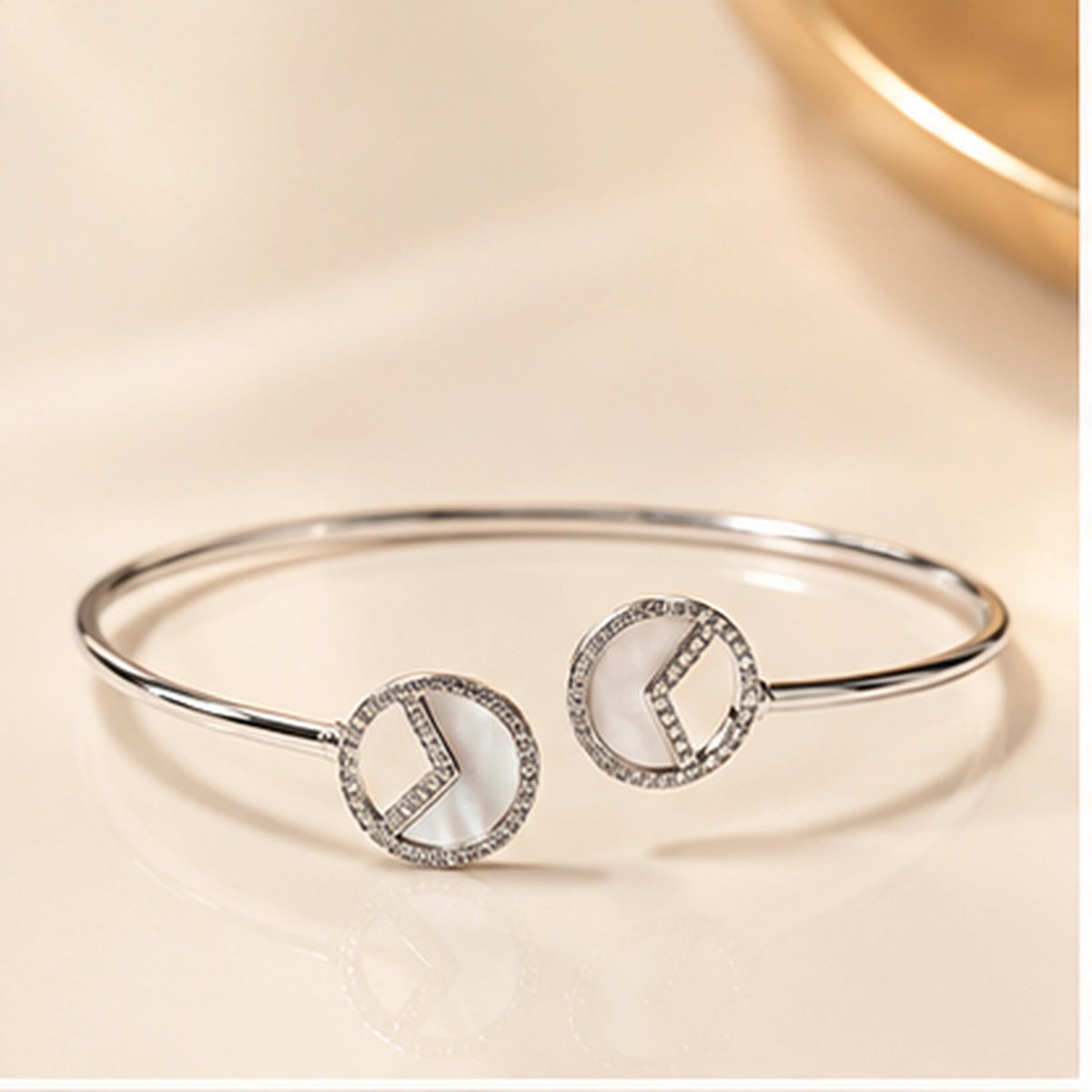 Eclipse Dual Circle Kada for Women | Adjustable Sterling Silver Kada