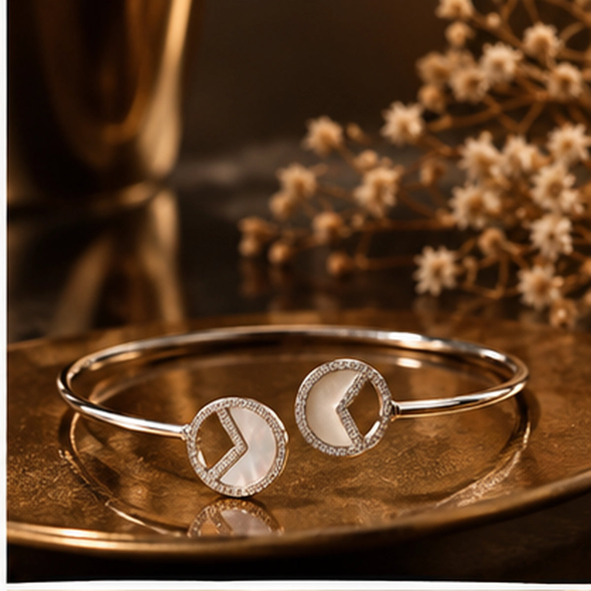 Eclipse Dual Circle Kada for Women | Adjustable Sterling Silver Kada