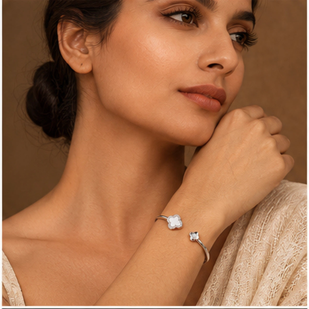 Blossom Clover Kada for Women | Adjustable Sterling Silver Kada