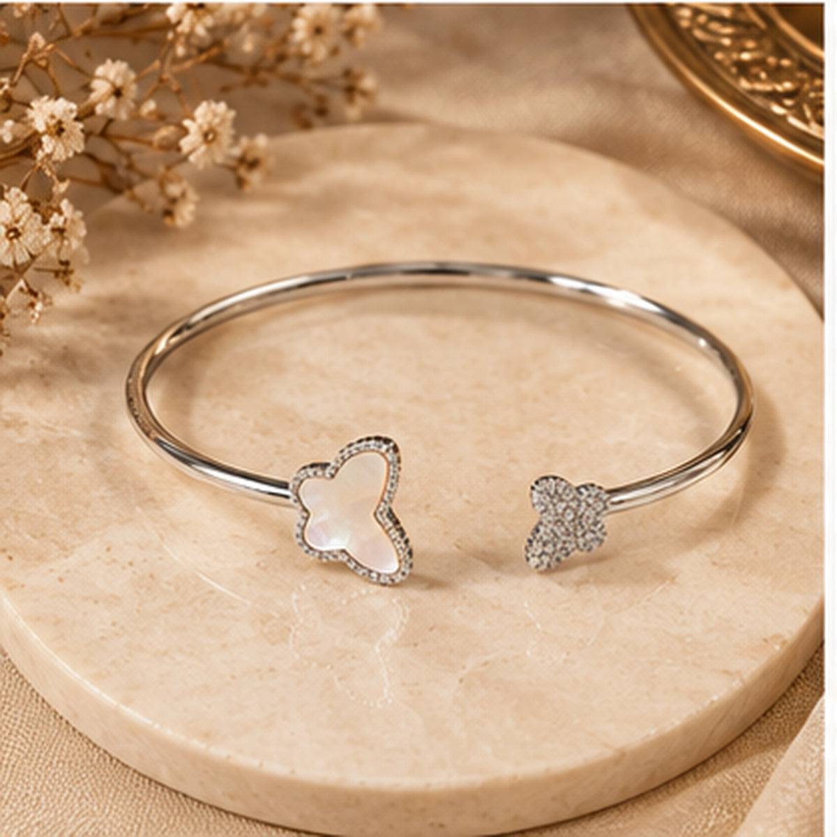 Butterfly Open Kada for Women | Elegant Designer Silver Kada