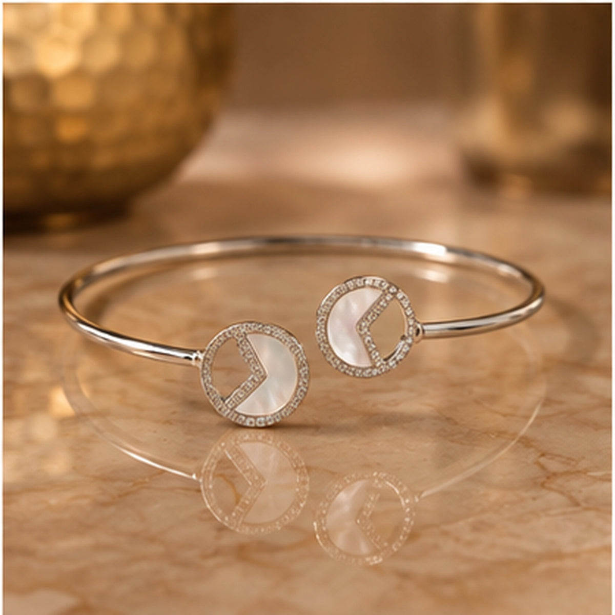 Eclipse Dual Circle Kada for Women | Adjustable Sterling Silver Kada