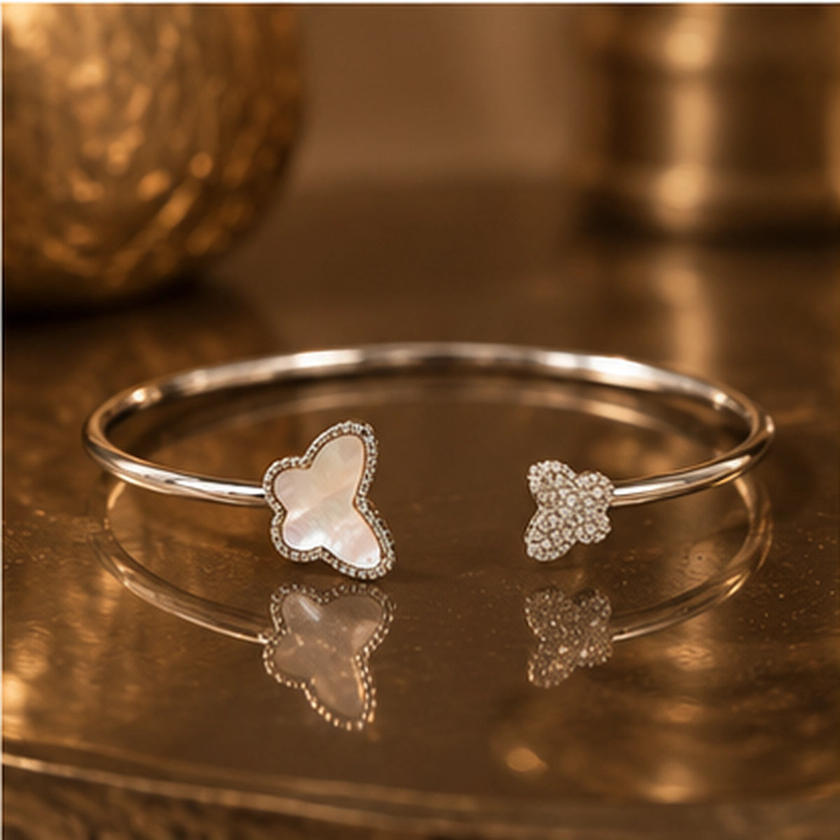 Butterfly Open Kada for Women | Elegant Designer Silver Kada