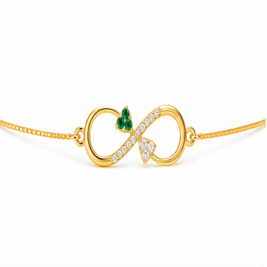 Gold Infinity Heart Crystal Bracelet 925 Sterling Silver