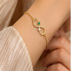 Gold Infinity Heart Crystal Bracelet 925 Sterling Silver