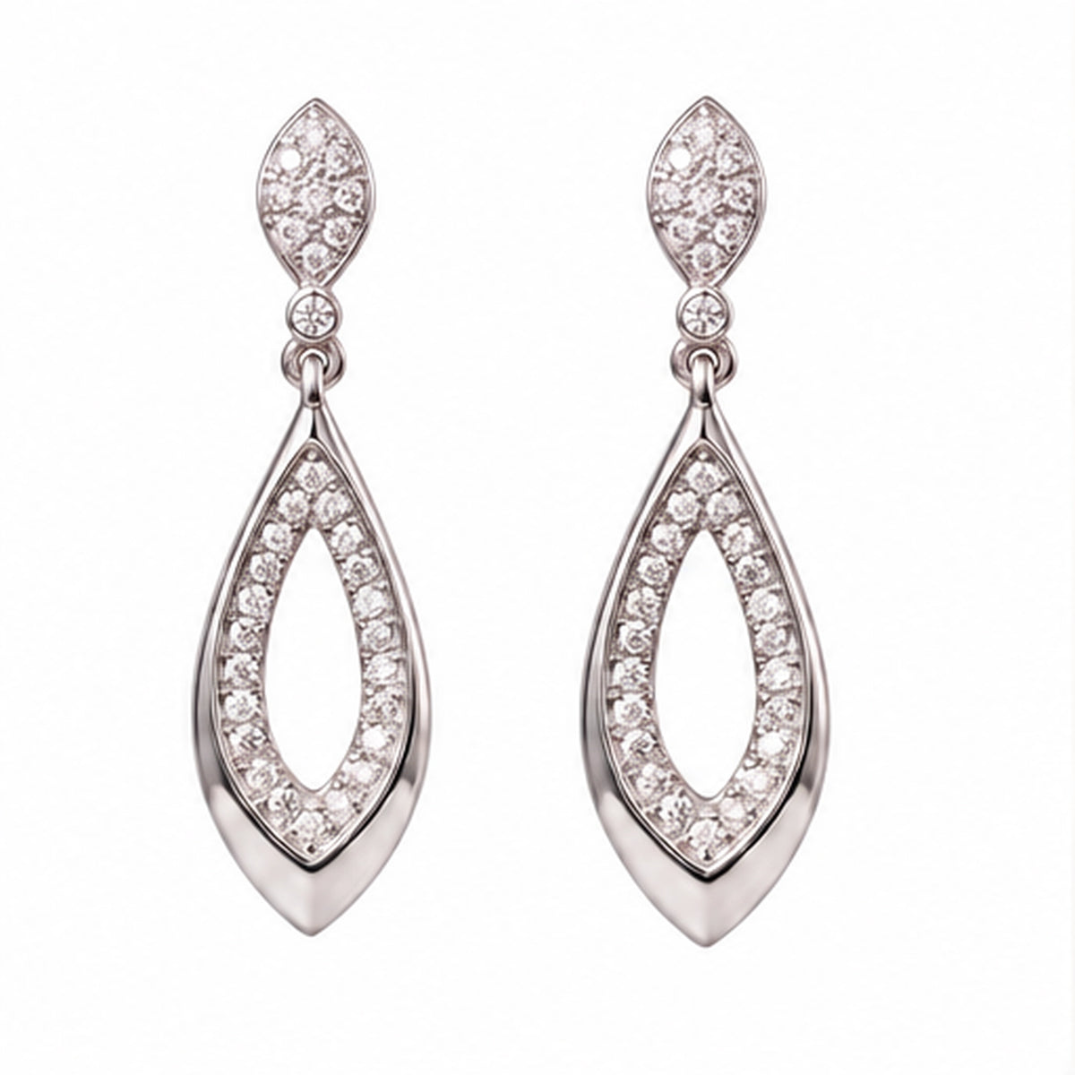 Marquise Drop Earrings – 925 Sterling Silver Minimal Diamond Look Earrings for Women