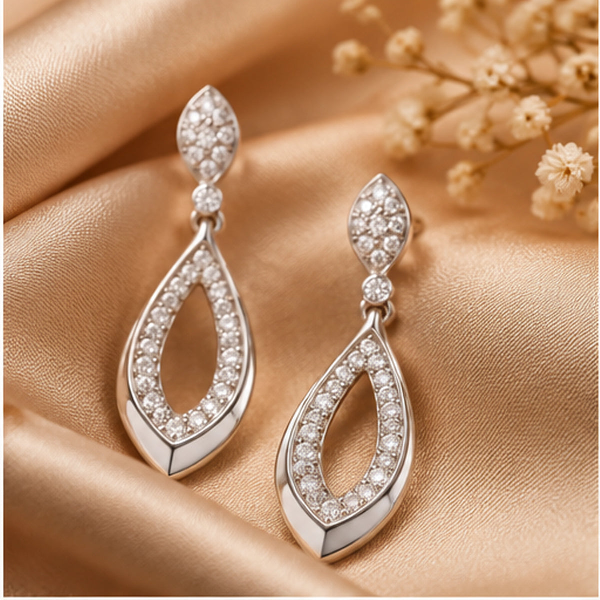 Marquise Drop Earrings – 925 Sterling Silver Minimal Diamond Look Earrings for Women