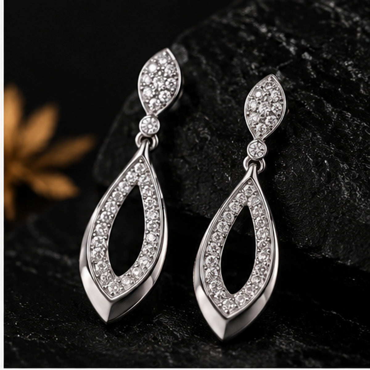 Marquise Drop Earrings – 925 Sterling Silver Minimal Diamond Look Earrings for Women