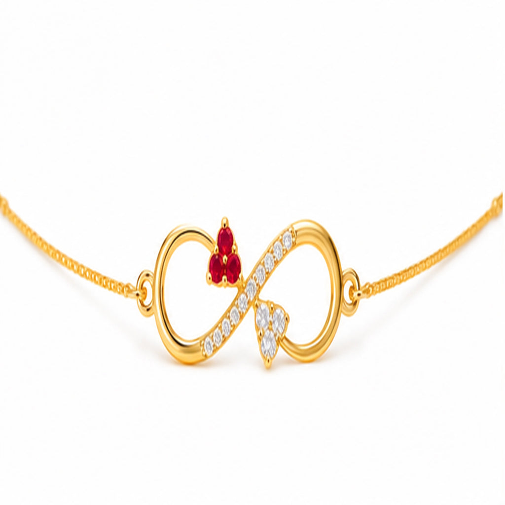 Gold Infinity Heart Crystal Bracelet 925 Sterling Silver