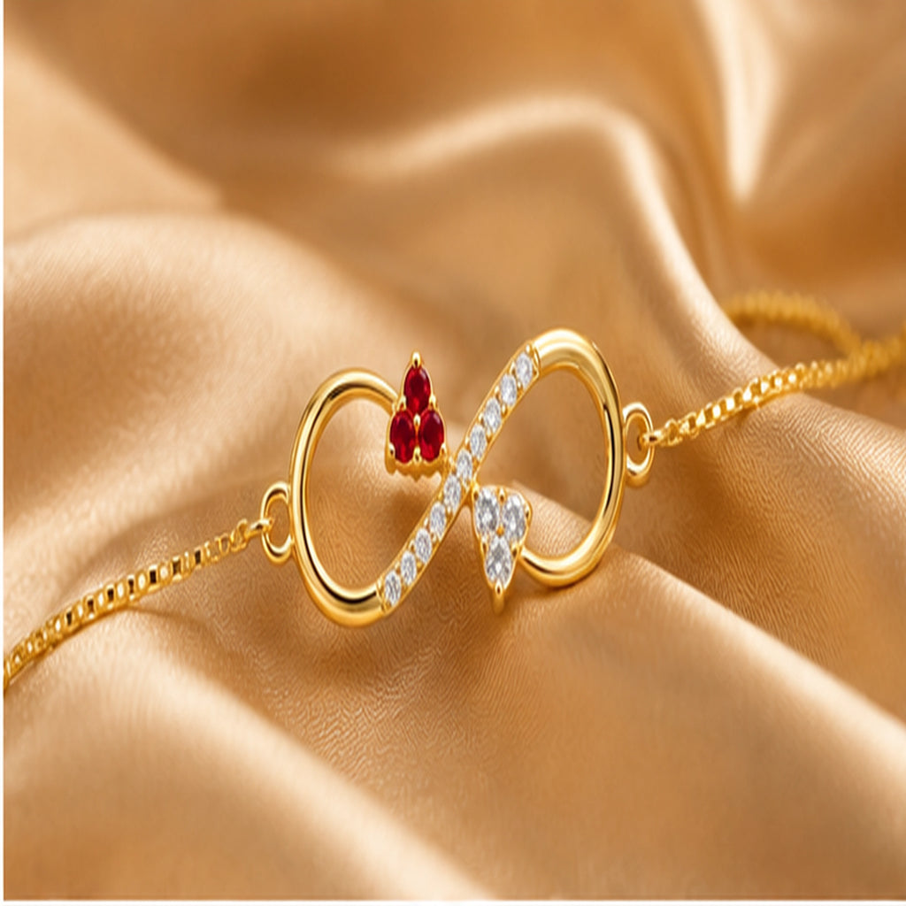 Gold Infinity Heart Crystal Bracelet 925 Sterling Silver