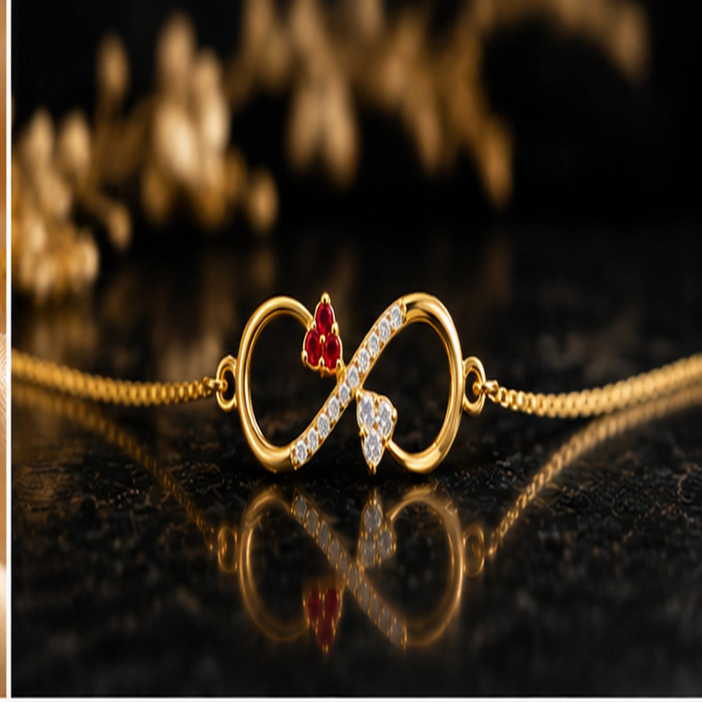 Gold Infinity Heart Crystal Bracelet 925 Sterling Silver