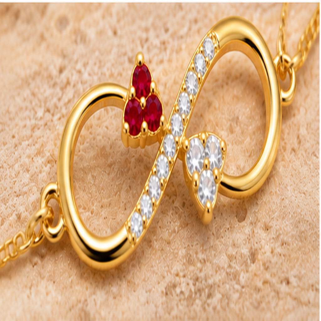 Gold Infinity Heart Crystal Bracelet 925 Sterling Silver