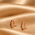 Rose Gold Zigzag Huggie Hoop Earrings 925 Sterling Silver