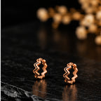 Rose Gold Zigzag Huggie Hoop Earrings 925 Sterling Silver