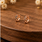 Rose Gold Zigzag Huggie Hoop Earrings 925 Sterling Silver