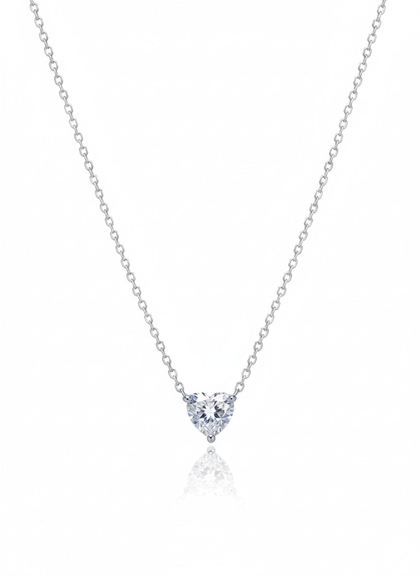925 Sterling Silver Solitaire Heart Necklace