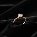 925 Rose Gold Beaded Solitaire Ring