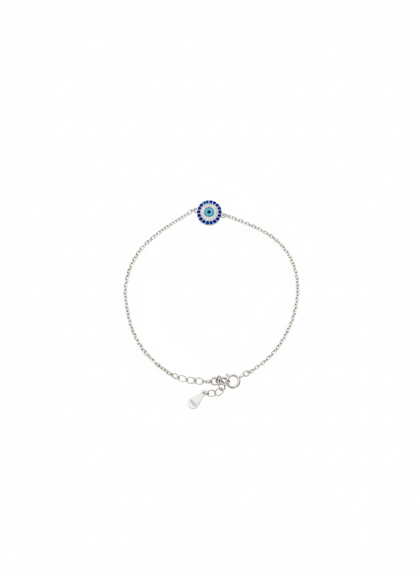 925 Sterling Silver Evil Eye Charm Bracelet