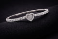 Eterna Double Heart 925 Sterling Silver Stretch Bracelet