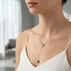 925 sterling silver butterfly y-shaped necklace