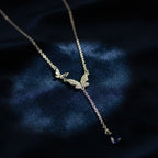 925 sterling silver butterfly y-shaped necklace