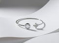 925 Silver Clover & Sparkle Kada for Women | Adjustable Sterling Silver Bracelet