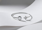 925 Silver Clover & Sparkle Kada for Women | Adjustable Sterling Silver Bracelet